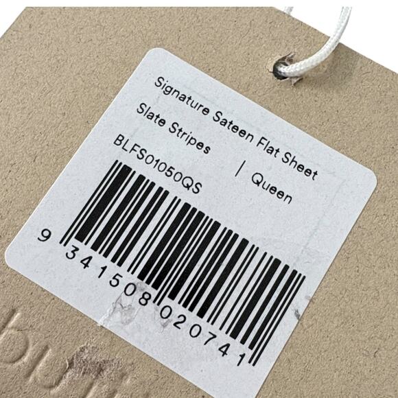 Ettitude Queen Flat Sheet Slate Stripes Bamboo Lyocell Organic Cotton Sateen NWT - Picture 5 of 6